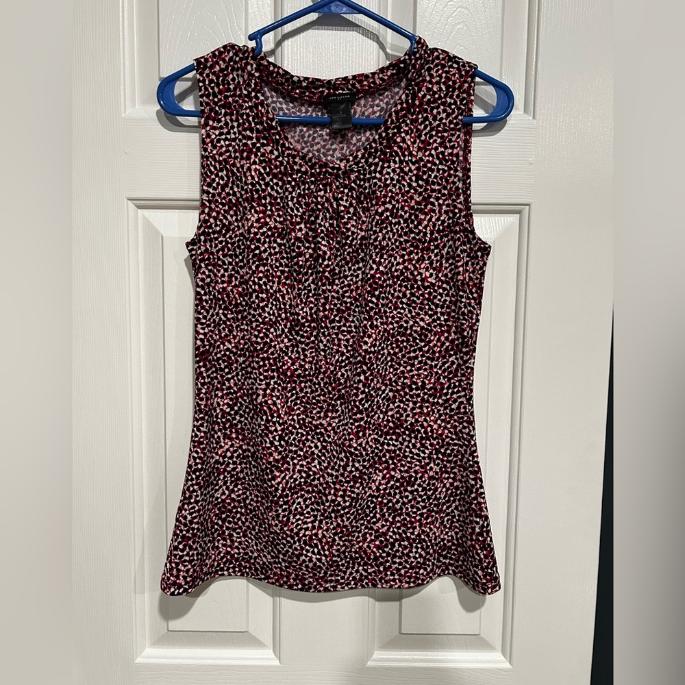 Ann Taylor blouse tank top - pink black and white pattern